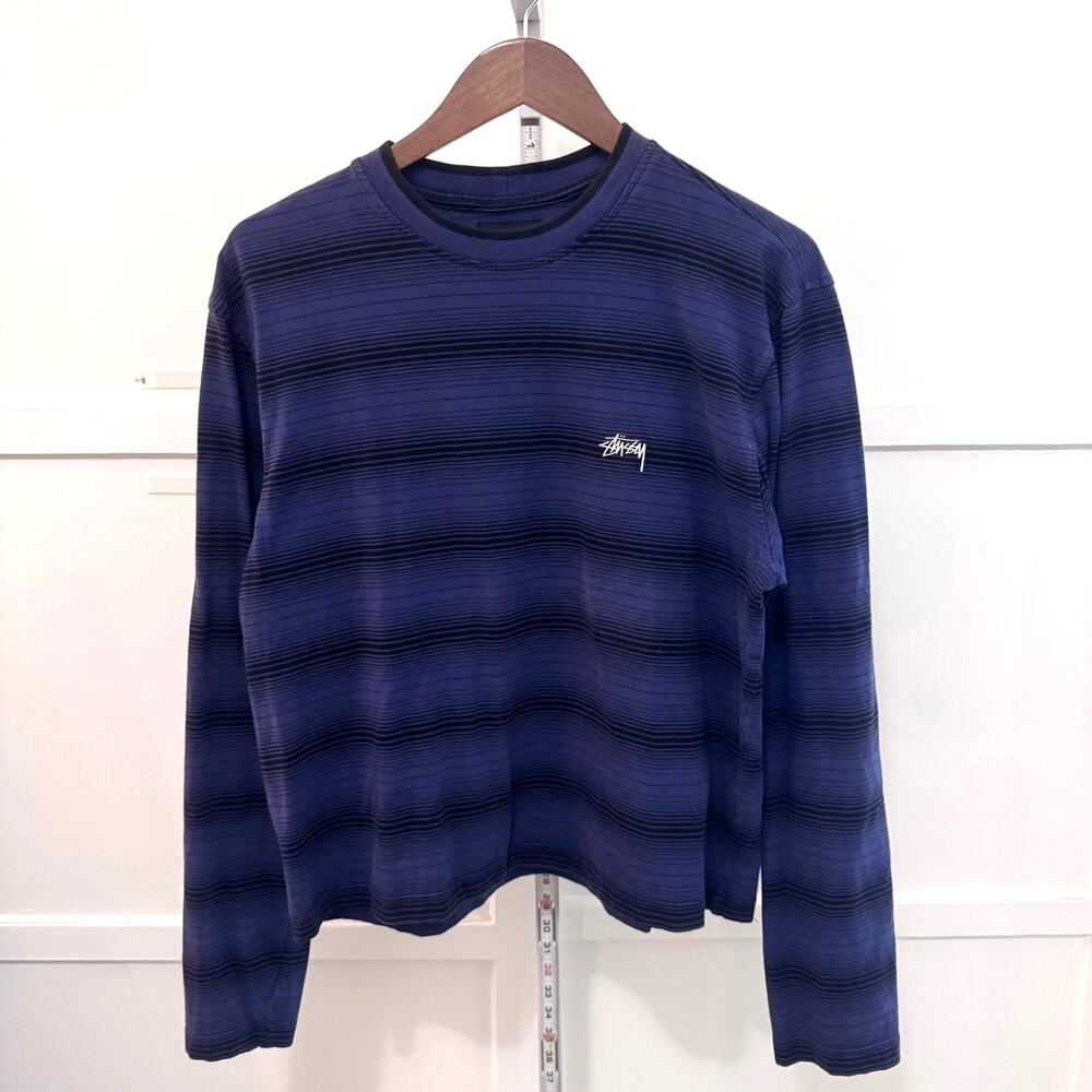 Stussy Cropped Stripe Longsleeve T-Shirt Size M 19.5x22.5